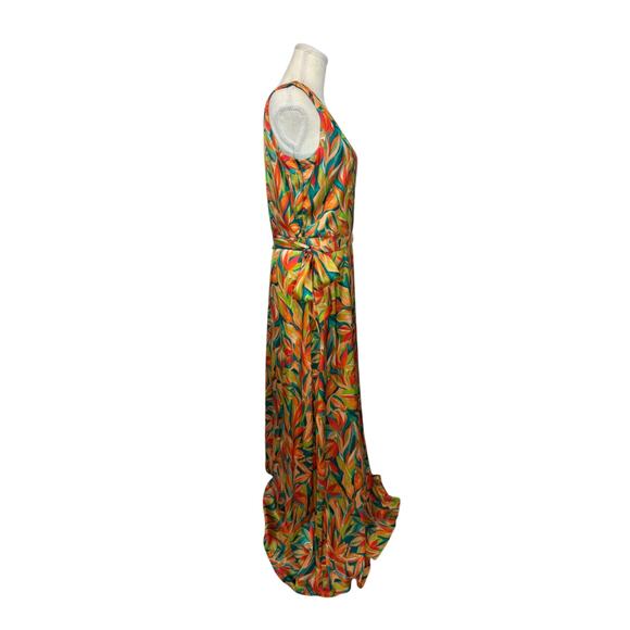 Nicole Miller One Shoulder Tropical Maxi Dress Women's 10 Resort Vacation Cruise - Picture 12 of 16